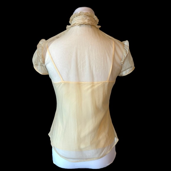 Badgley Mischka Cream Sheer Ruffle Top - Picture 7 of 9